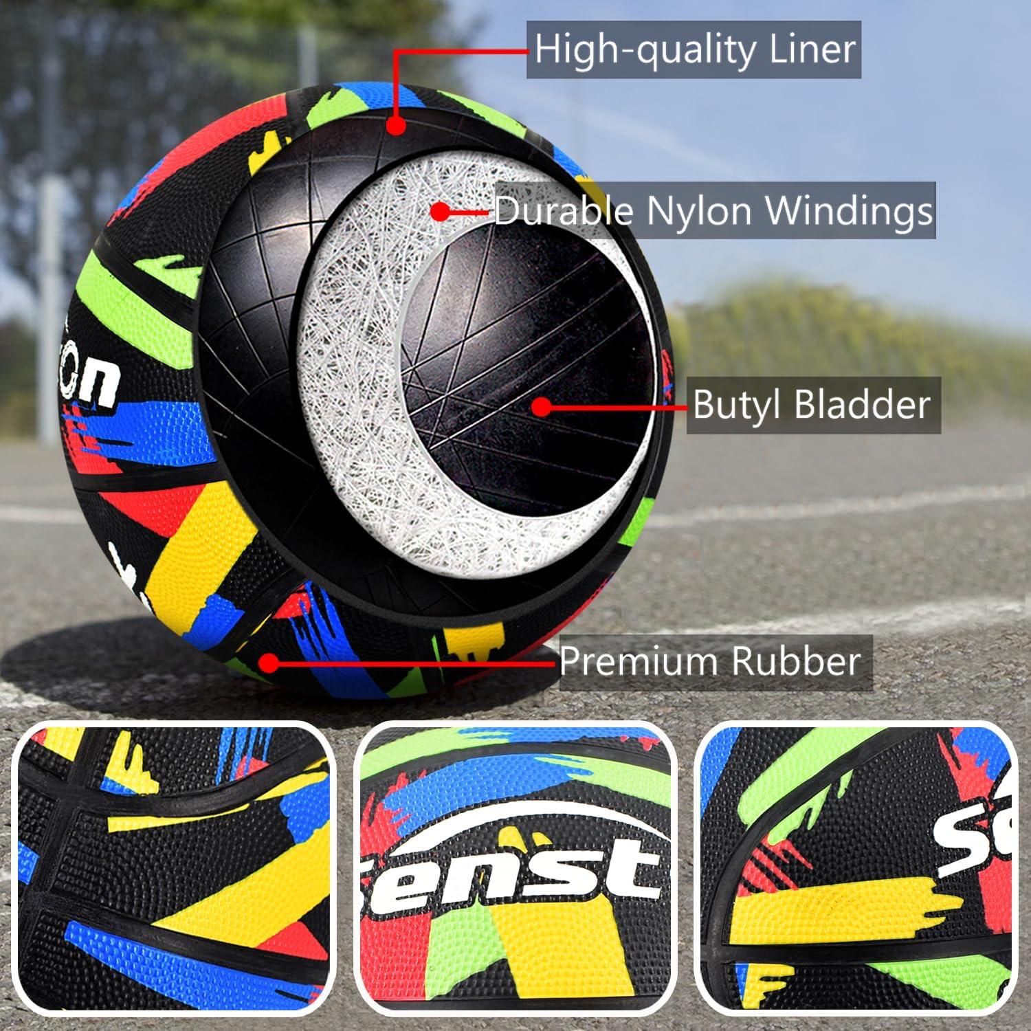 Balón de Baloncesto Senston Tamaño 7 Goma Negro con Bomba