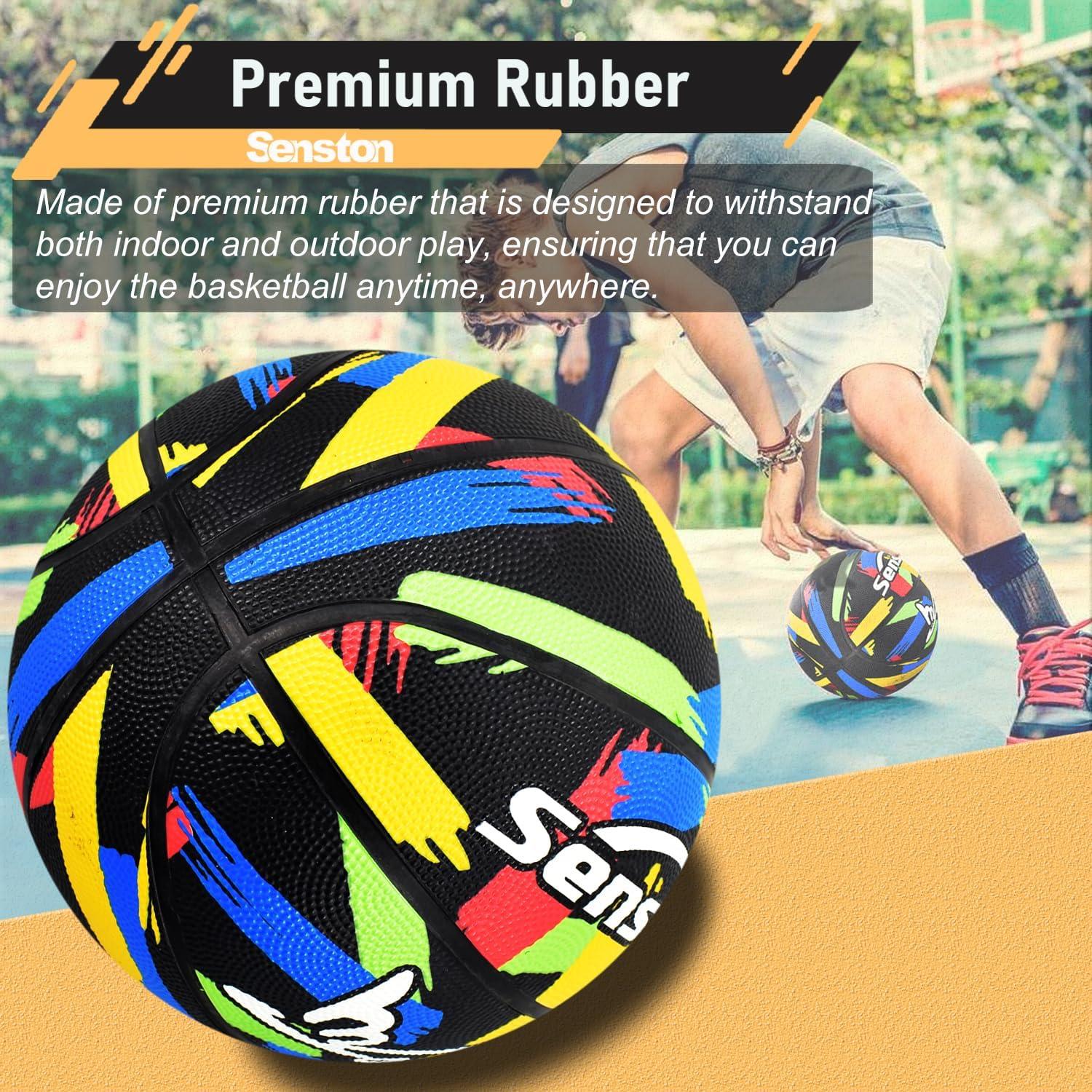 Balón de Baloncesto Senston Tamaño 7 Goma Negro con Bomba