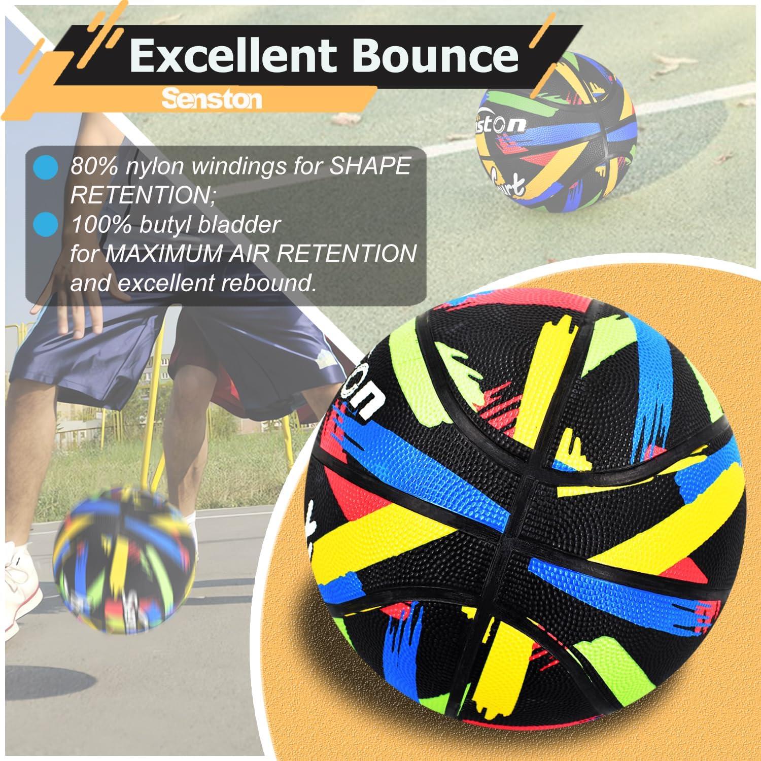 Balón de Baloncesto Senston Tamaño 7 Goma Negro con Bomba