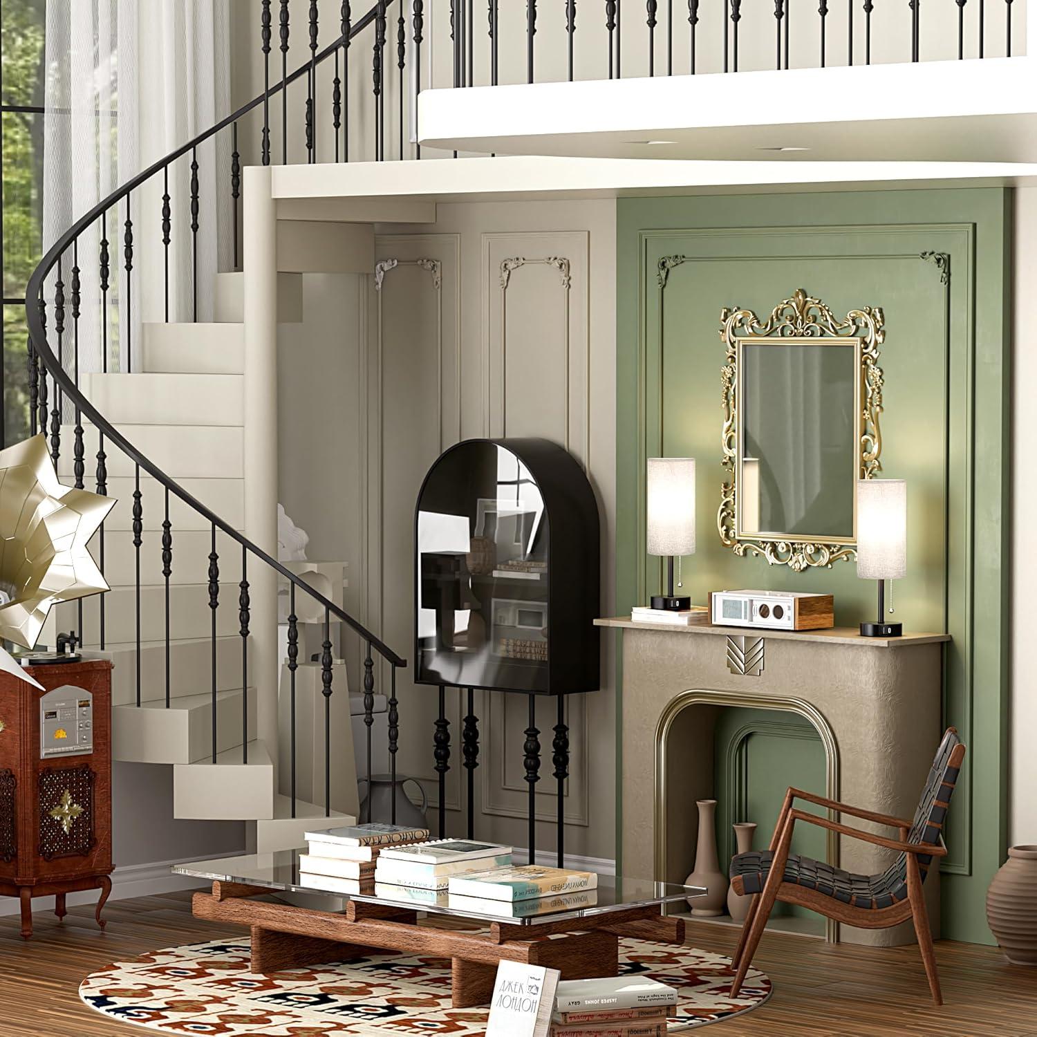 Juego de 2 Lámparas de Noche Grises Fenmzee 35.56 cm USB