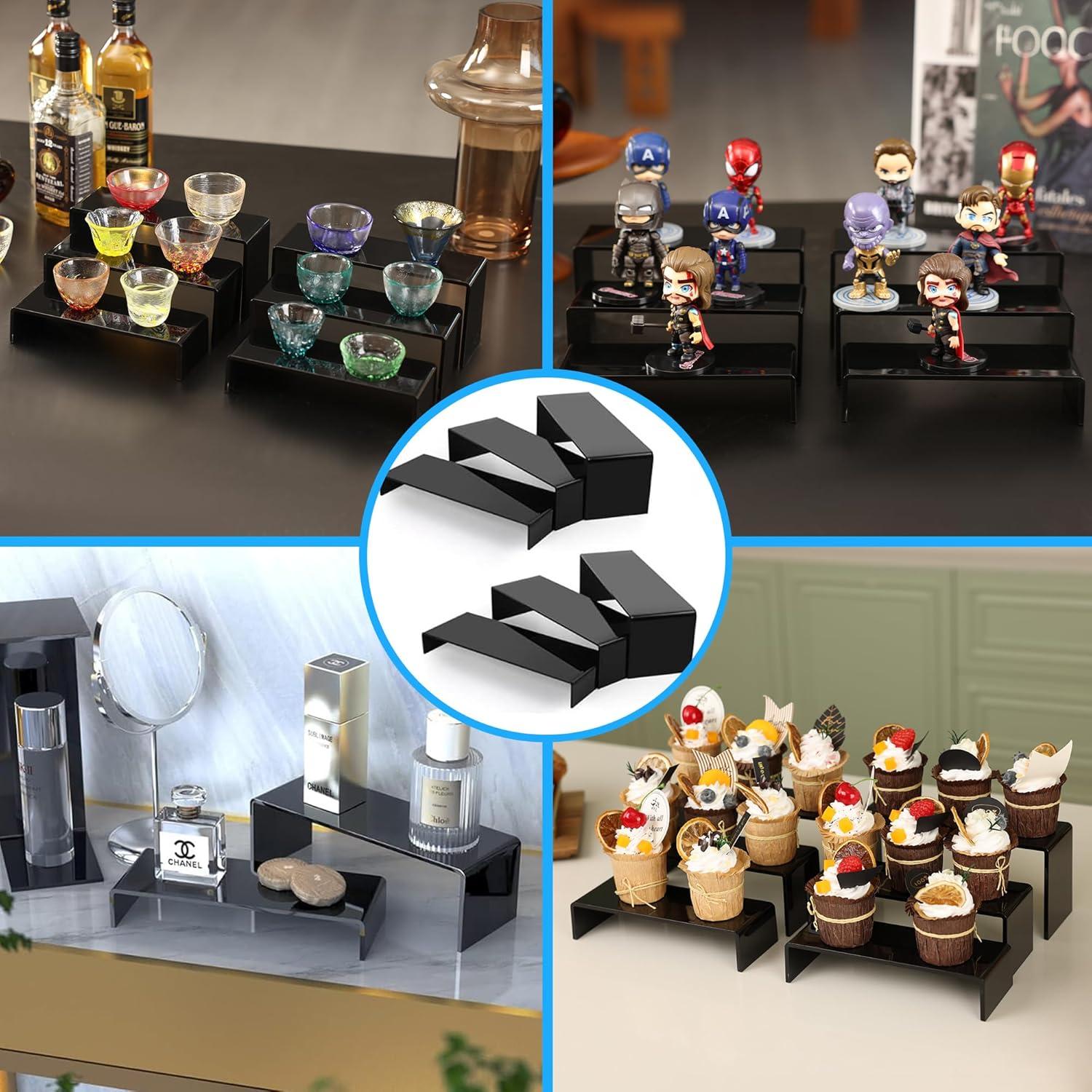 Soportes de Exhibición Acrílico Negro Goabroa 3 Niveles 6 Piezas