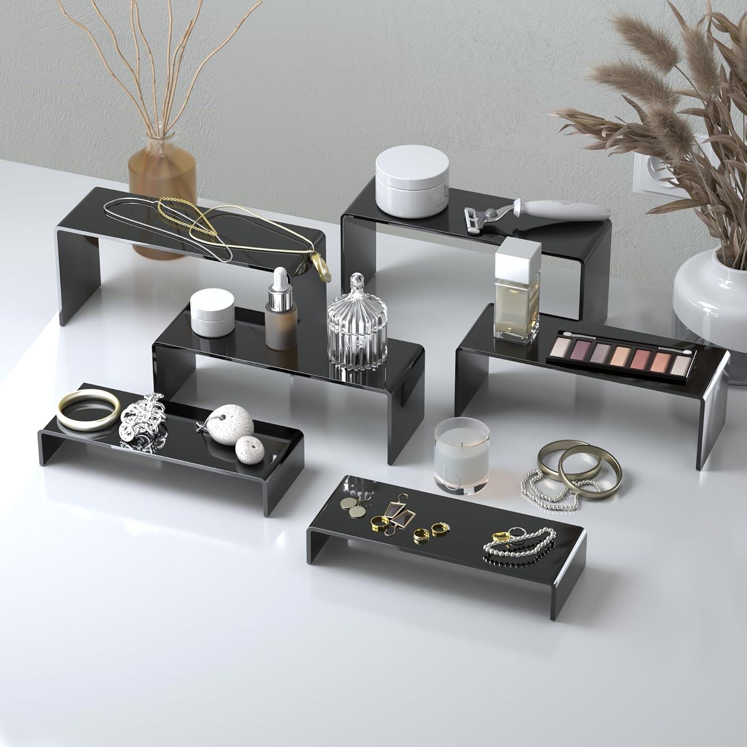 Soportes de Exhibición Acrílico Negro Goabroa 3 Niveles 6 Piezas