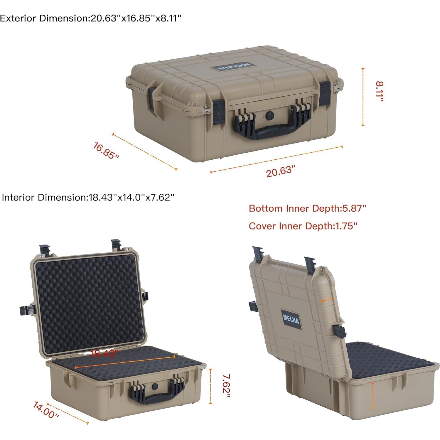 Funda Dura Impermeable MEIJIA 52.3x42.8x20.6 cm Beige