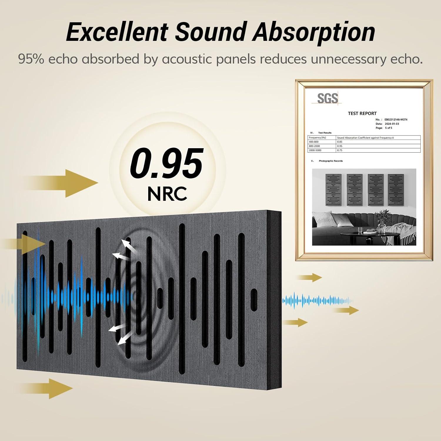 Paneles Acústicos de Madera TONOR - 4 Piezas 60x30 cm