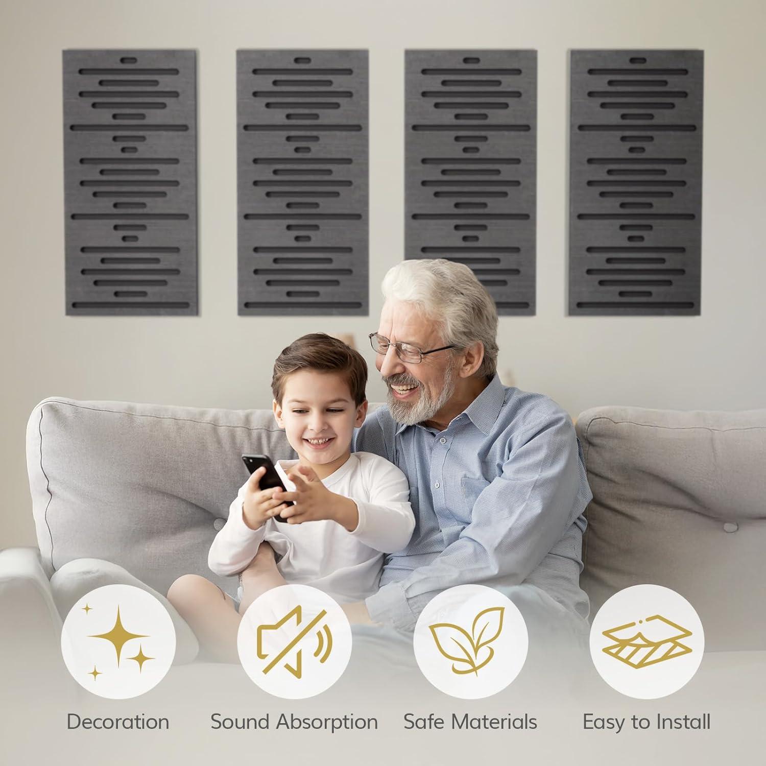 Paneles Acústicos de Madera TONOR - 4 Piezas 60x30 cm