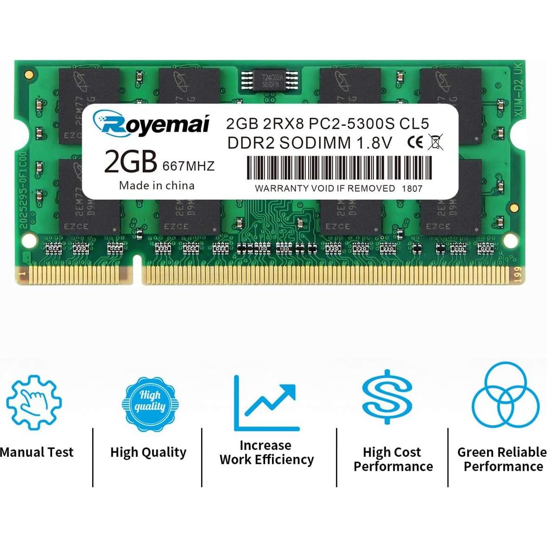 Memoria RAM 4GB DDR2 667MHz D DUOMEIQI SODIMM para Laptop