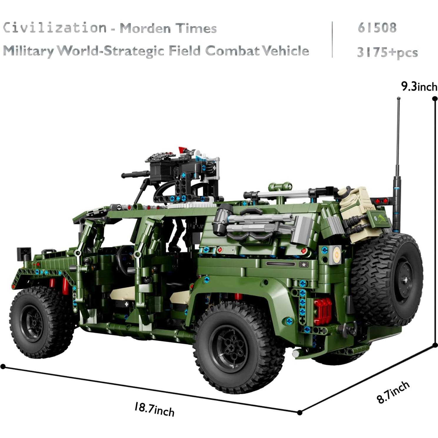 JMBricklayer Camión Militar Verde 61508 3175 Piezas