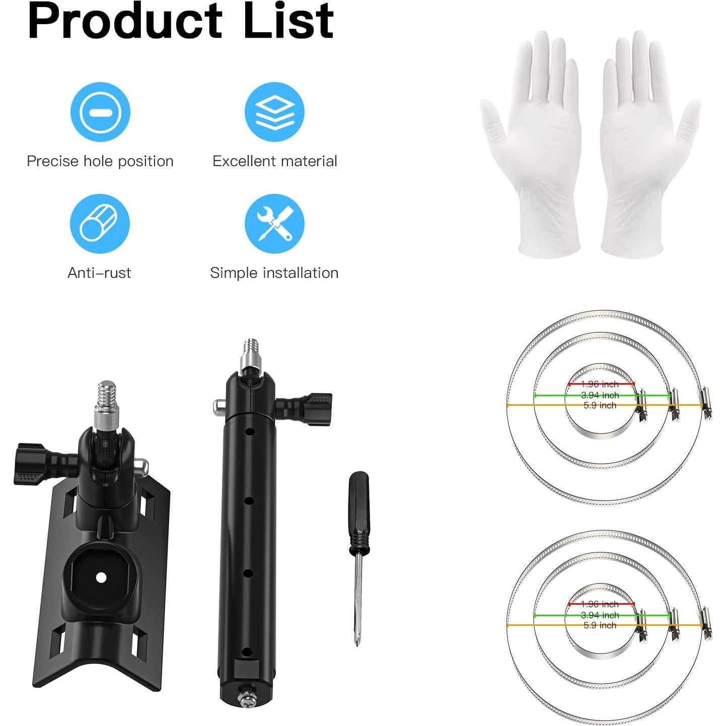 Soporte de Montaje en Poste HOLACA para Panel Solar Arlo - Negro