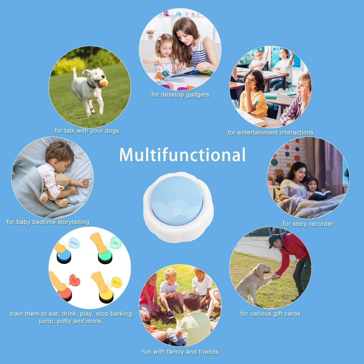 Botón de Grabación de Voz XLW 16 Min Azul para Mascotas