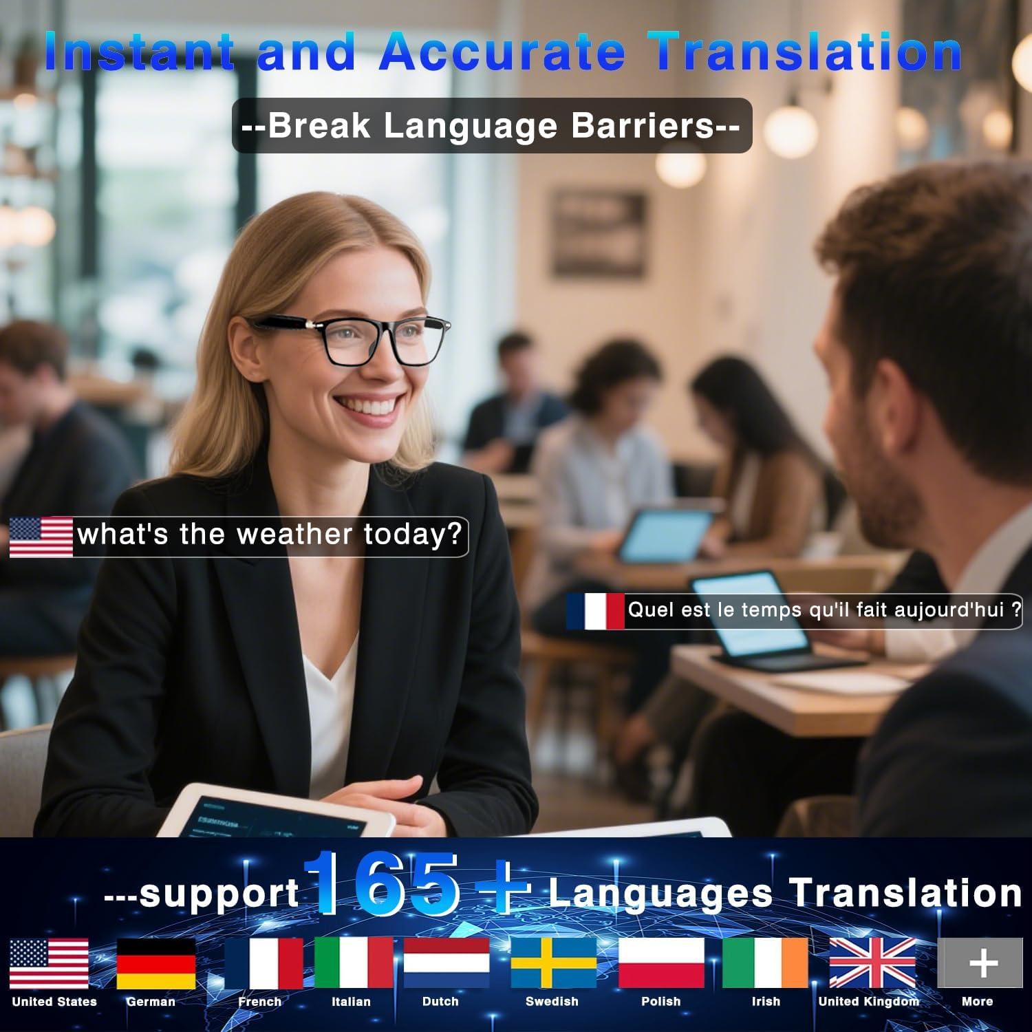 Gafas Inteligentes de Traducción Bluetooth XOOMEER M01 164 Idiomas