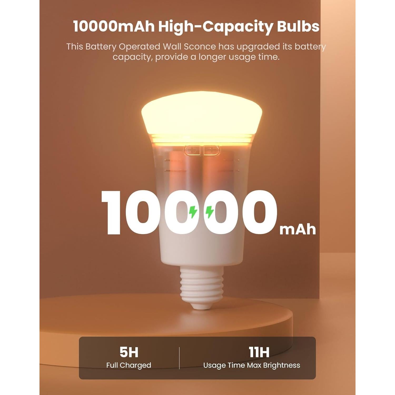 Apliques de Pared Inalámbricos FULEN LED 10000mAh 2P Negro