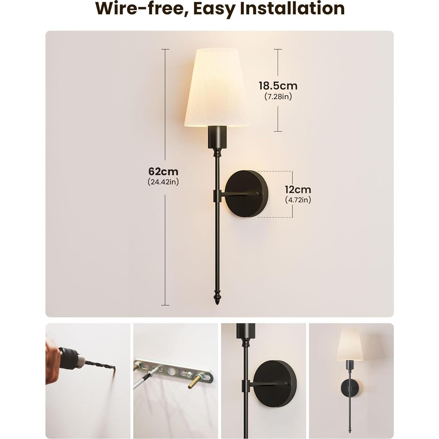 Apliques de Pared Inalámbricos FULEN LED 10000mAh 2P Negro