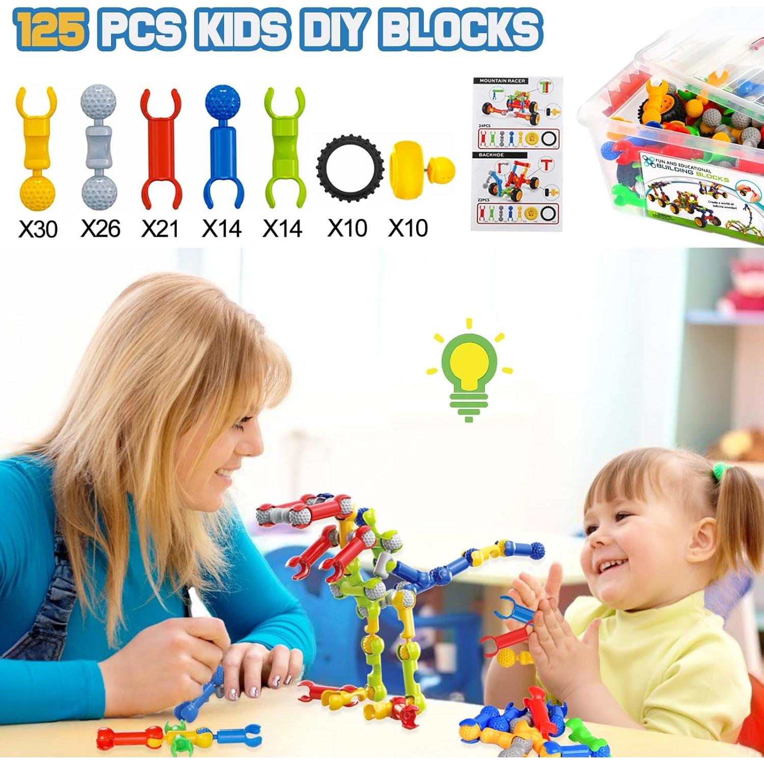 Juguete de Construcción STEM Afomida 125 Piezas para Niños