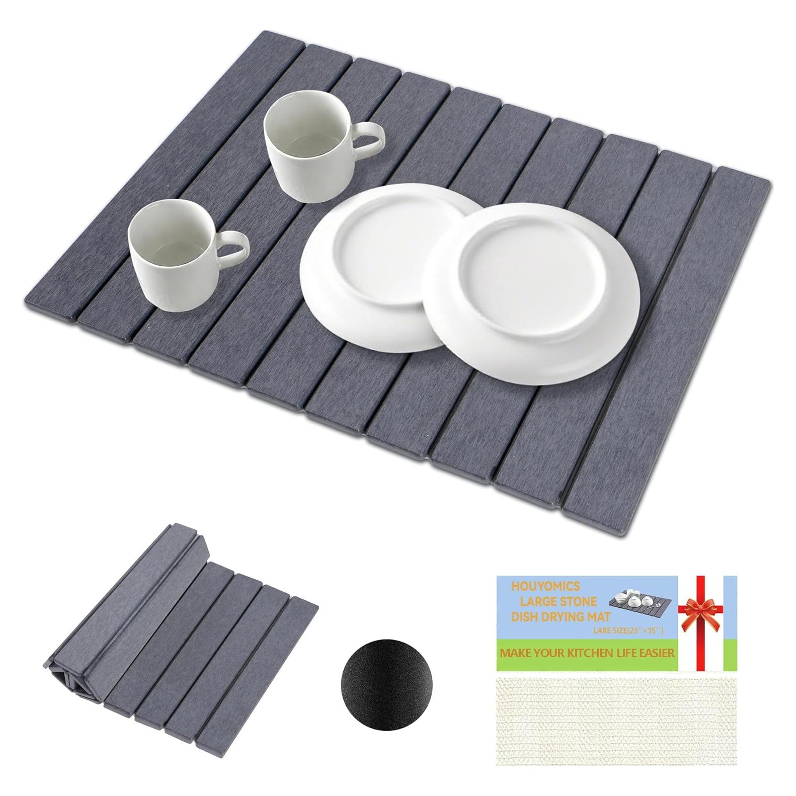 Alfombrilla de Secado de Piedra Diatomácea HOUYOMICS 59x39 cm Gris