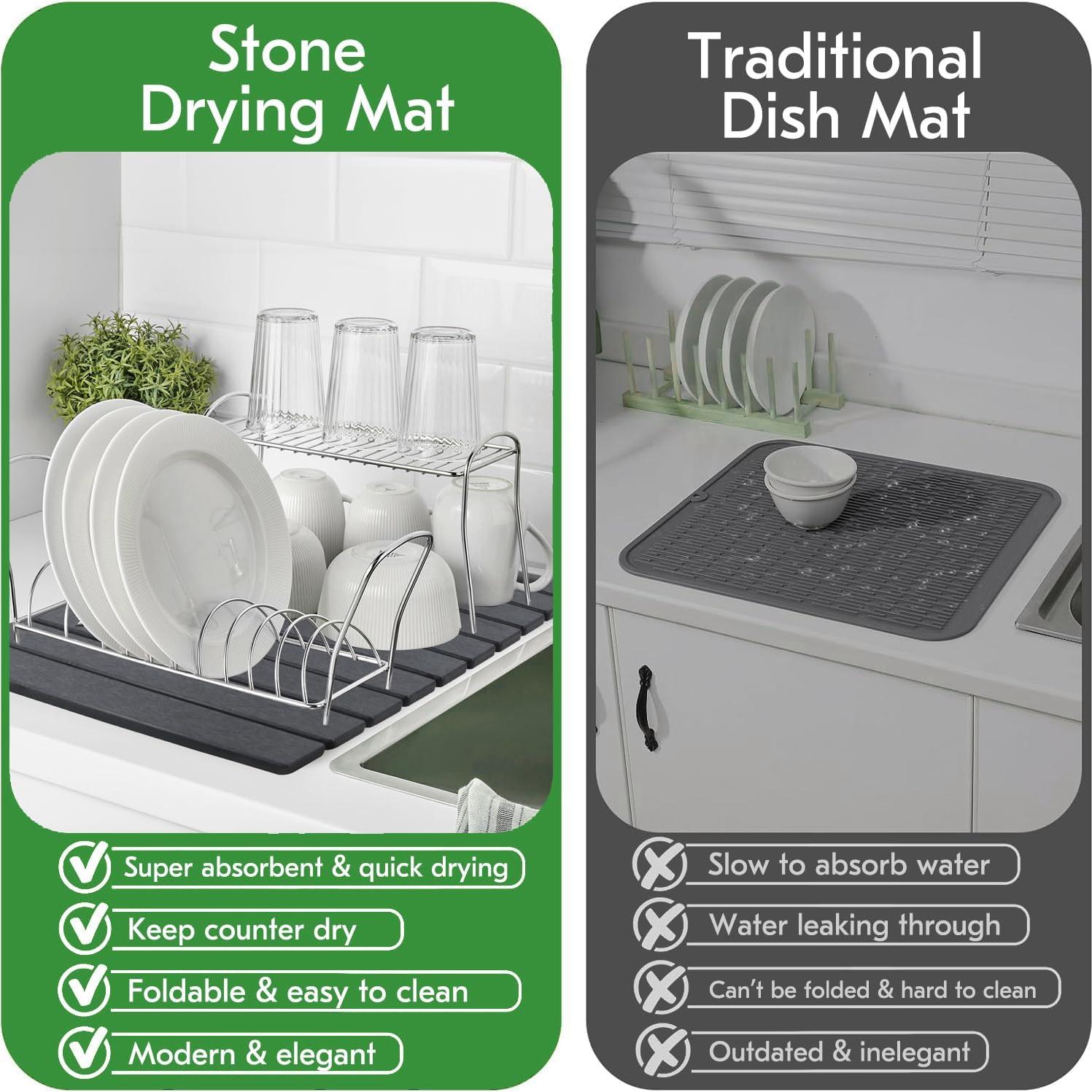 Alfombrilla de Secado de Piedra Diatomácea HOUYOMICS 59x39 cm Gris