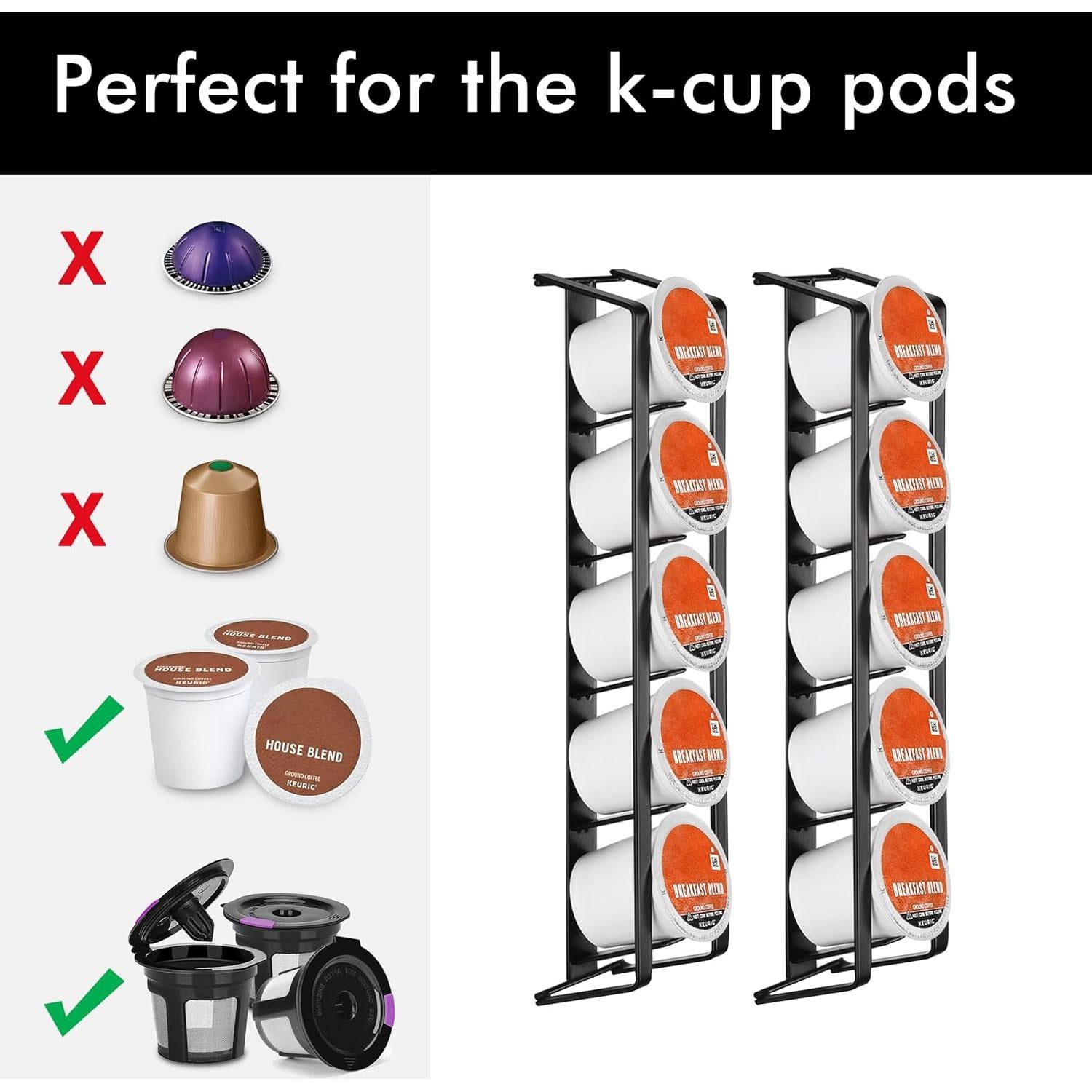 Soporte para Cápsulas de Café KES Montaje Lateral Negro - 2 Piezas