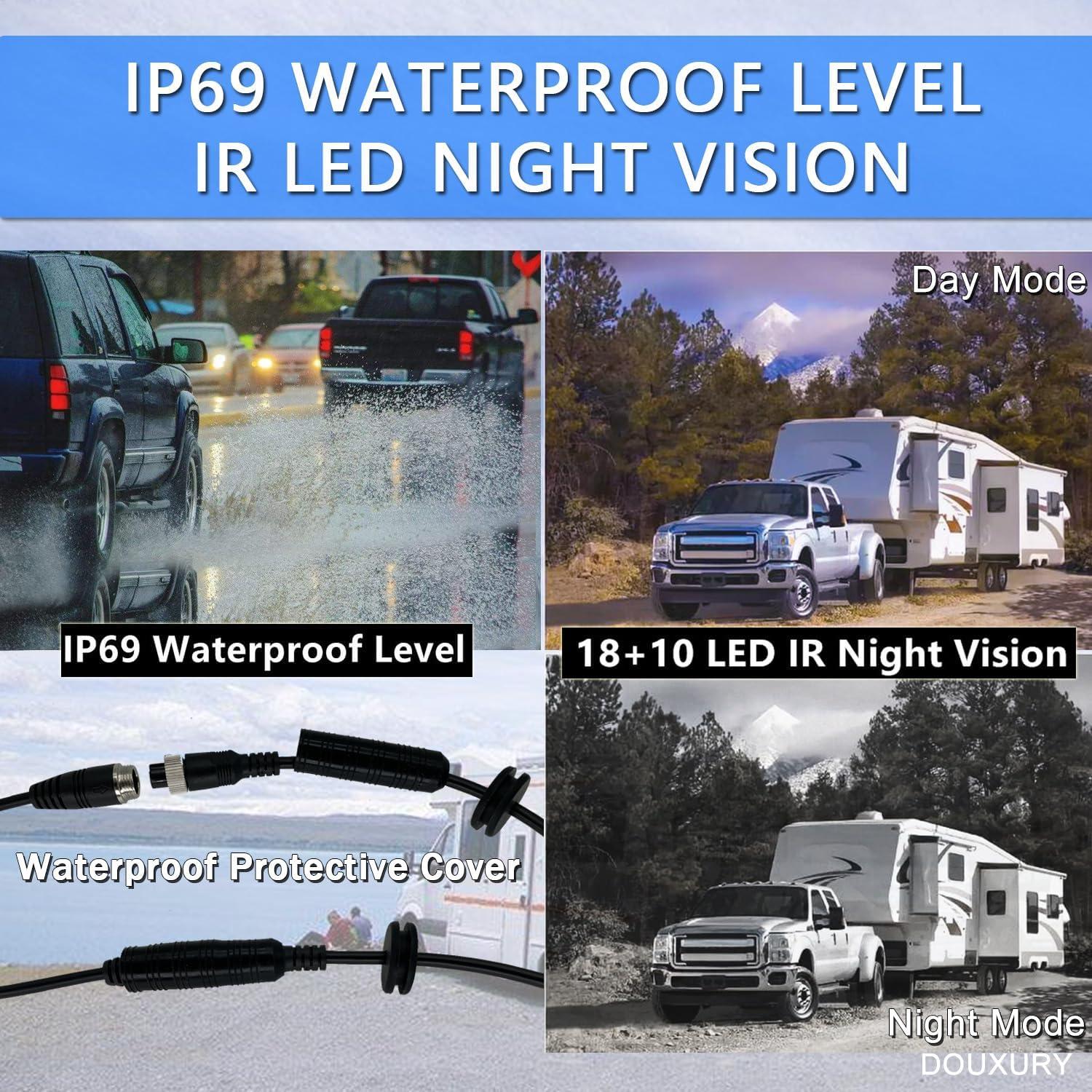 Sistema de Cámara de Respaldo DOUXURY 7" 1080P con 4 Cámaras AHD