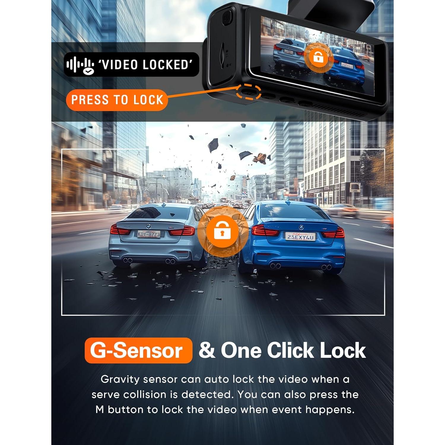 Cámara Dash 4K Navycrest A2Pro WiFi 5G Doble con 64GB