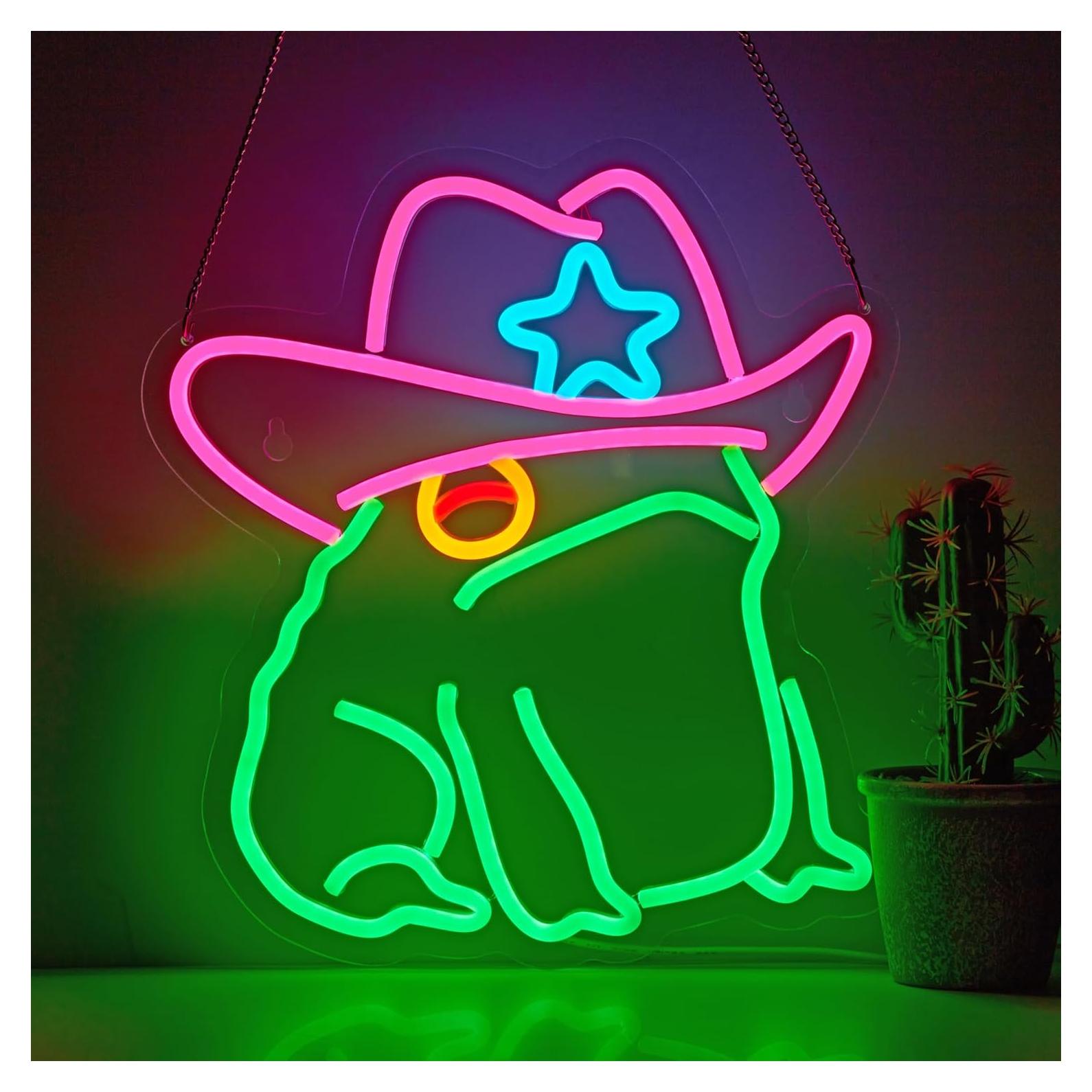 Letrero de neón rana vaquera NEONLAND 35.1x32 cm USB LED