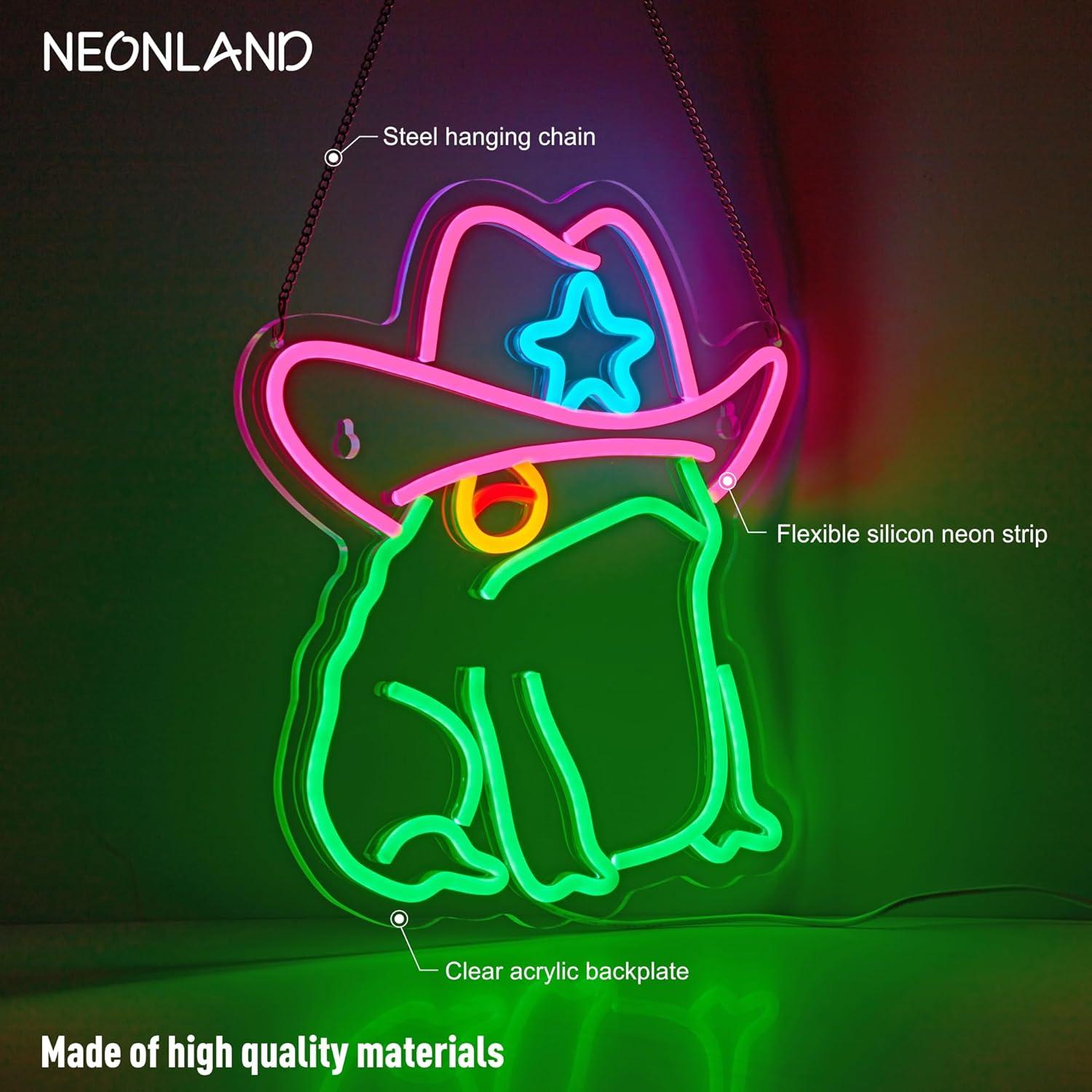Letrero de neón rana vaquera NEONLAND 35.1x32 cm USB LED