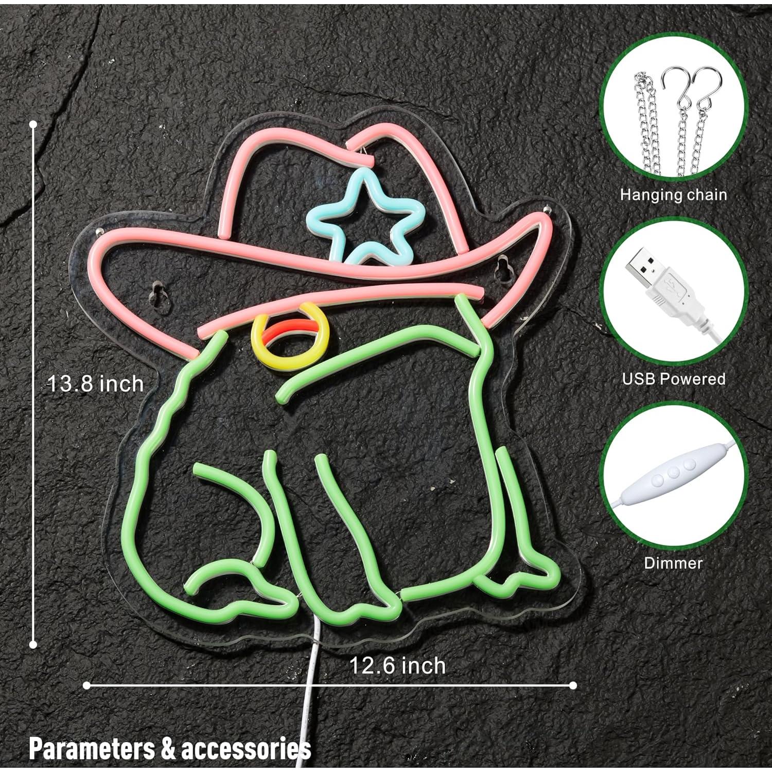 Letrero de neón rana vaquera NEONLAND 35.1x32 cm USB LED