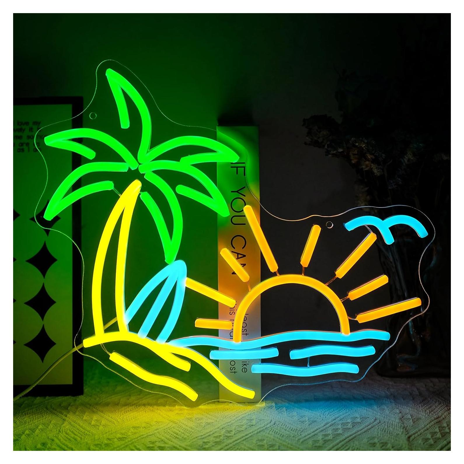 Letrero Neón Tropical Virlusy Atardecer Playa LED Dimmable