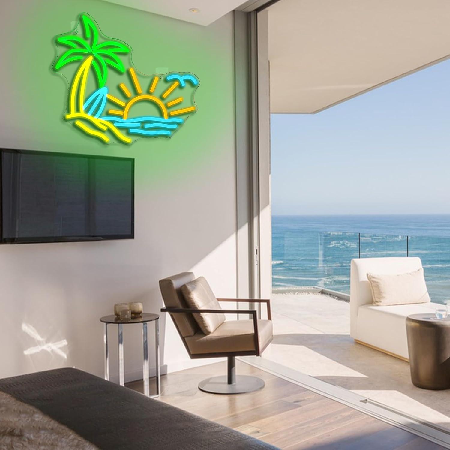 Letrero Neón Tropical Virlusy Atardecer Playa LED Dimmable