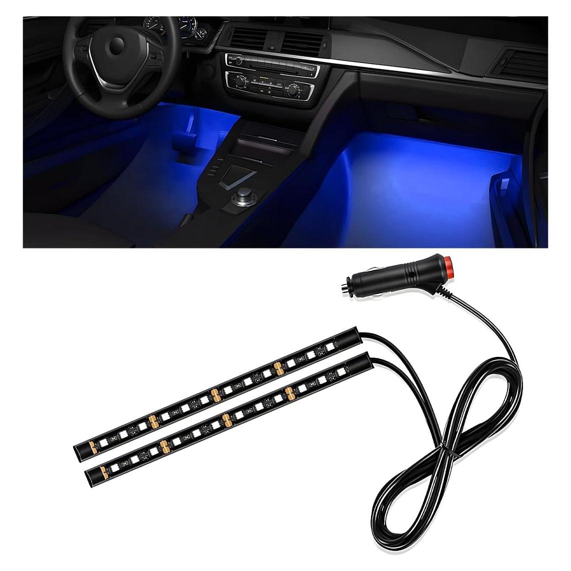 Tira de Luz LED Interior de Coche Wevdn 12V Azul 24 LED