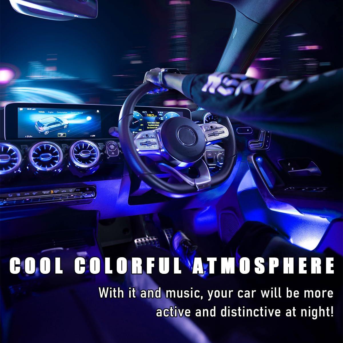 Tira de Luz LED Interior de Coche Wevdn 12V Azul 24 LED