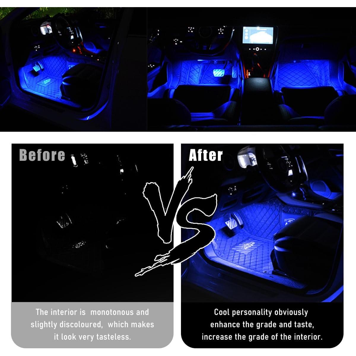 Tira de Luz LED Interior de Coche Wevdn 12V Azul 24 LED