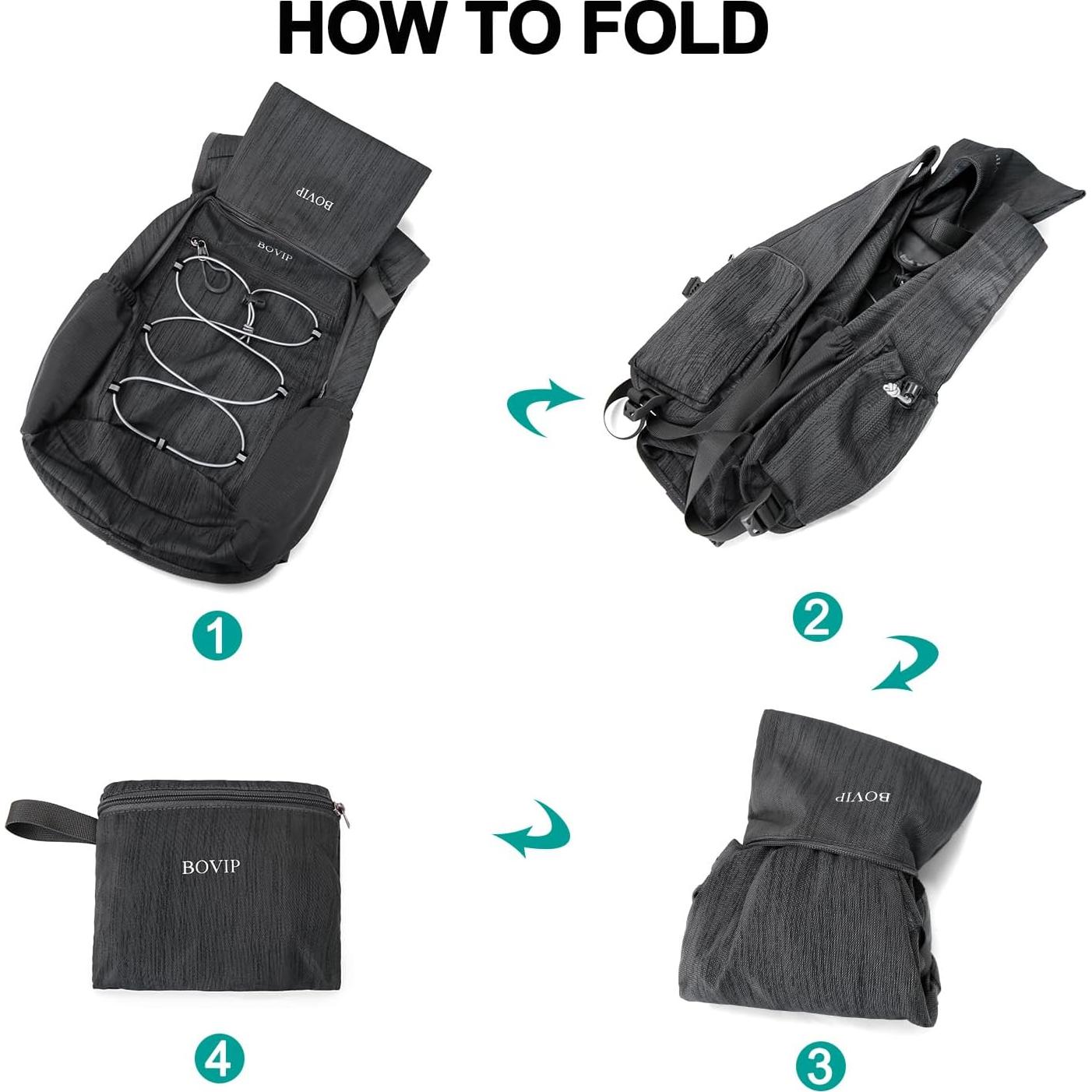 Mochila de Senderismo Plegable 20L Negra - Ligera y Duradera