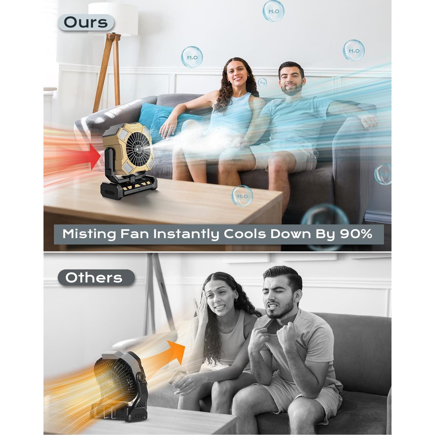 Ventilador Portátil RAZZMA GYFS-02 24000mAh con Nebulización