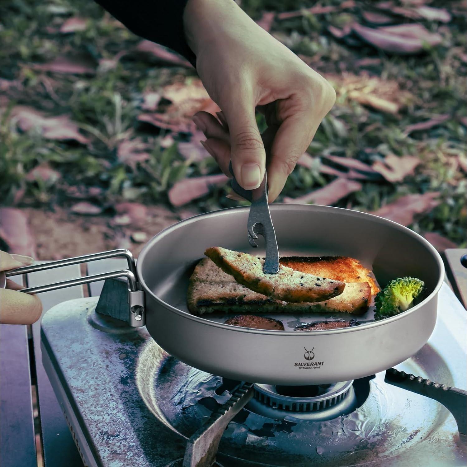 Plato de Titanio SilverAnt 750ml Reutilizable para Camping