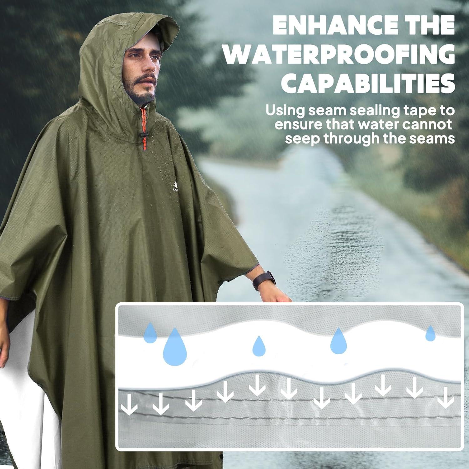 Poncho de Lluvia Impermeable Anyoo Verde Ejercito Unisex