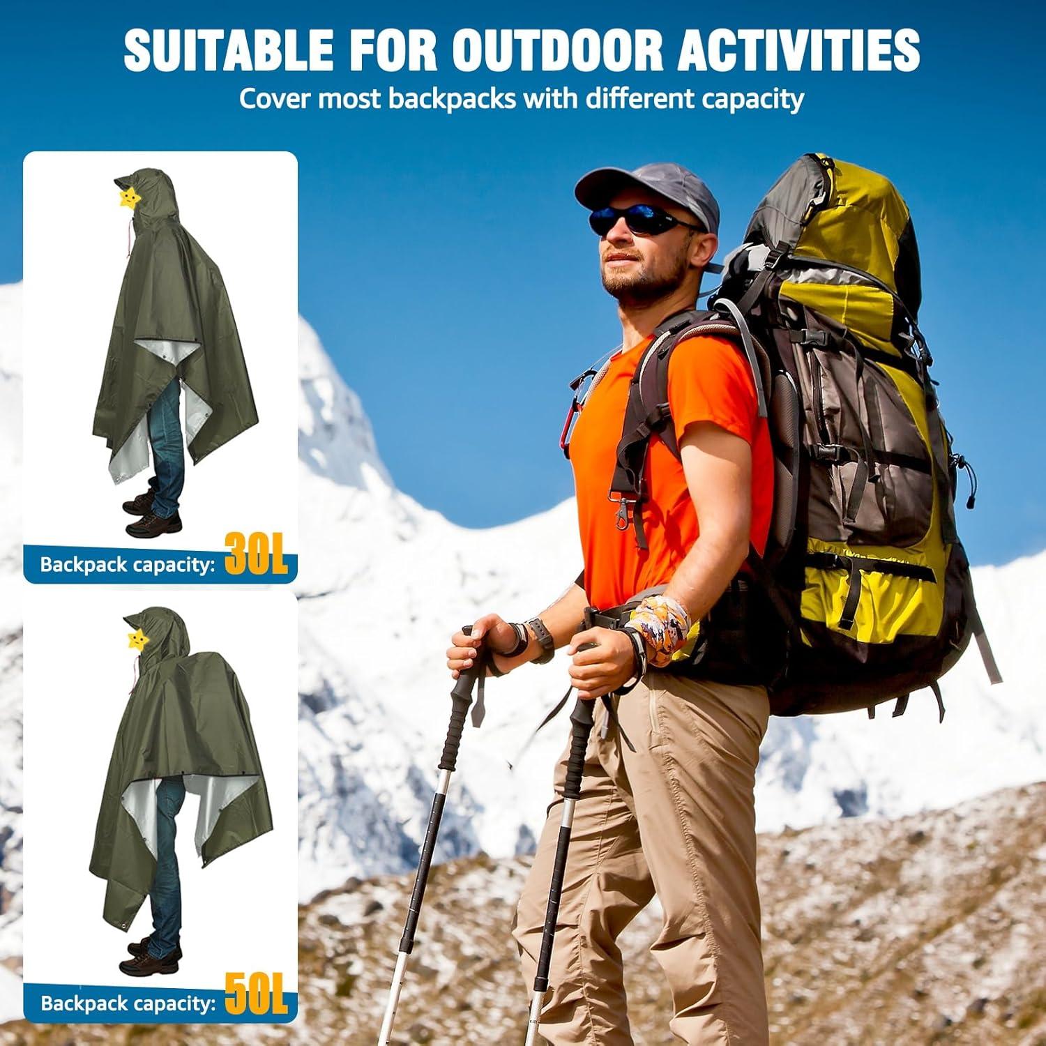 Poncho de Lluvia Impermeable Anyoo Verde Ejercito Unisex