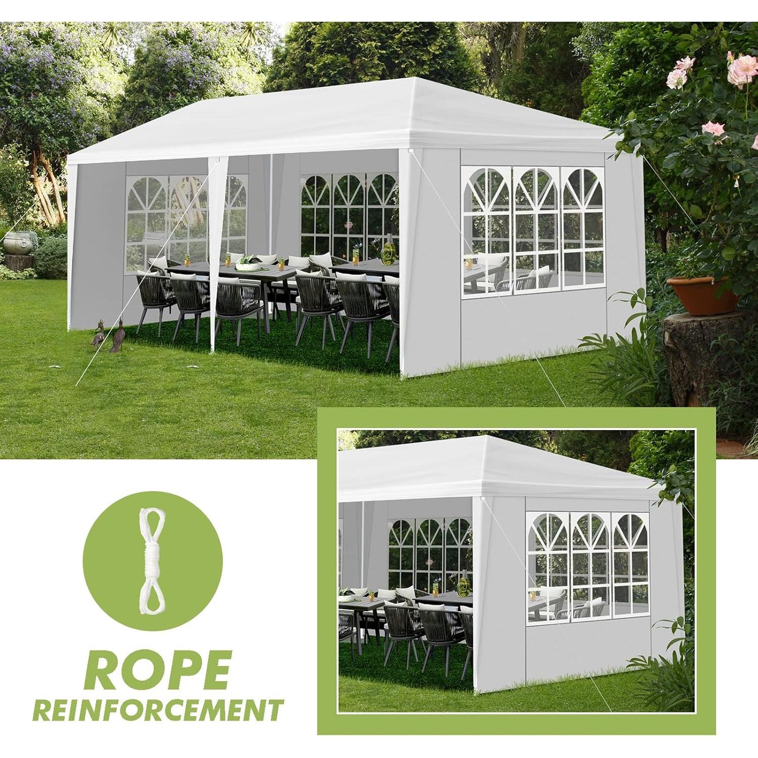 Carpa Gazebo CuisinSmart 10x6m Blanca con Paredes Removibles