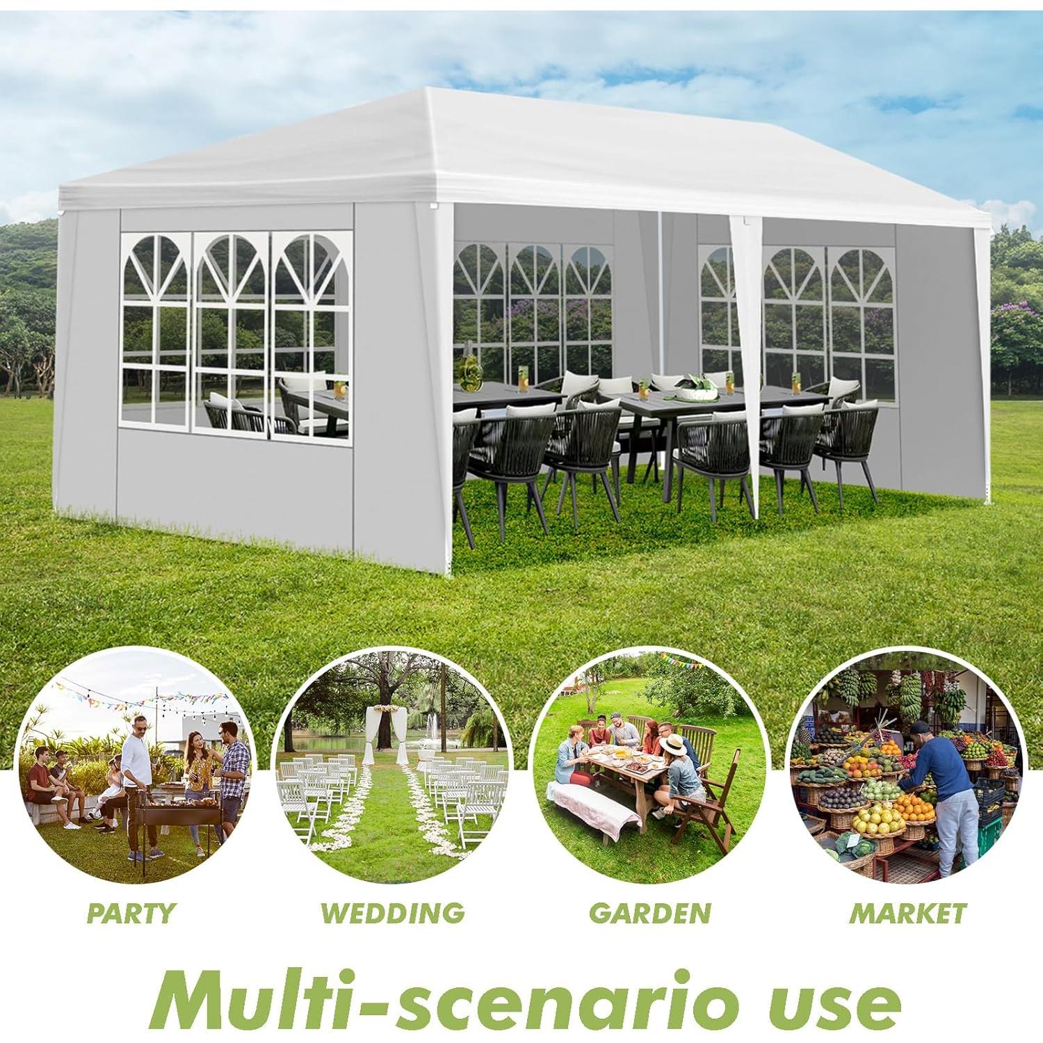 Carpa Gazebo CuisinSmart 10x6m Blanca con Paredes Removibles