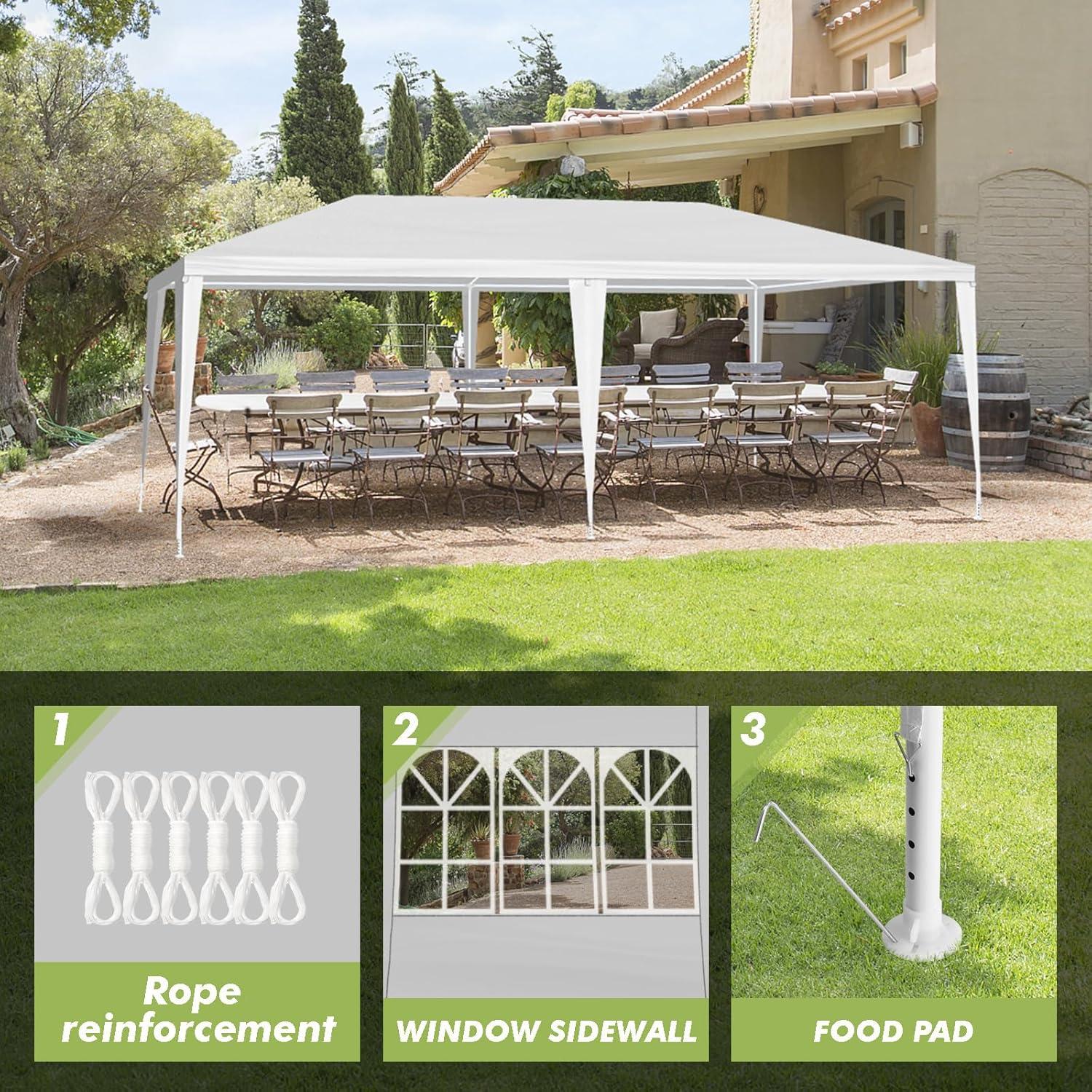 Carpa Gazebo CuisinSmart 10x6m Blanca con Paredes Removibles
