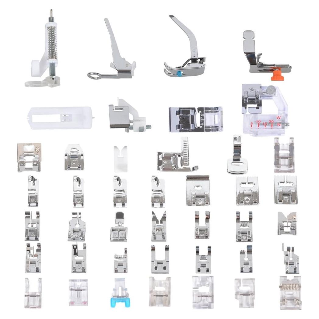 Juego de 42 Patas de Prensatelas Kungfuking para Máquinas de Coser