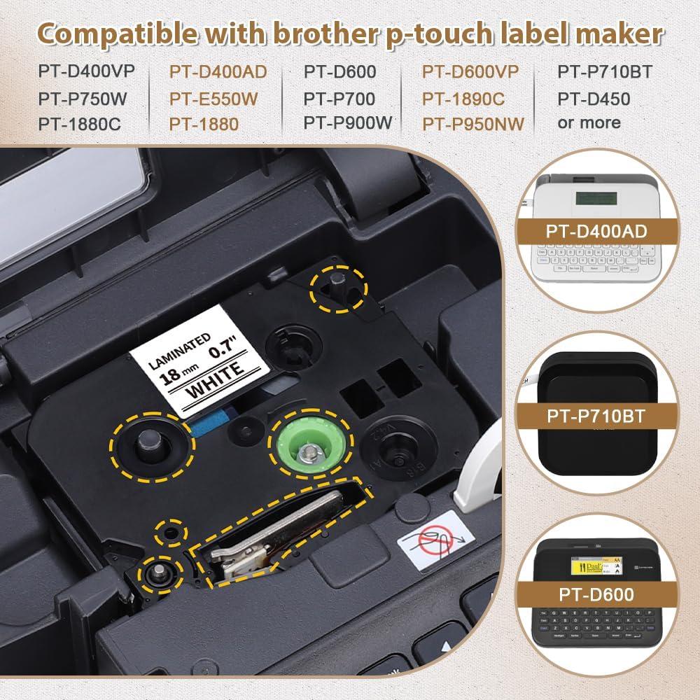 Cinta de Etiquetas Laminadas Buyalot TZe-S241 18mm 8m 4 Paquete