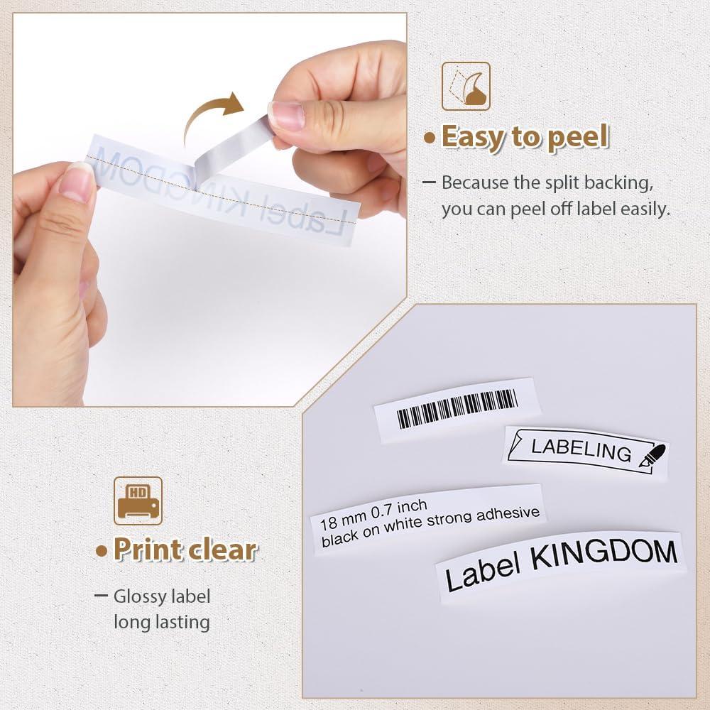 Cinta de Etiquetas Laminadas Buyalot TZe-S241 18mm 8m 4 Paquete