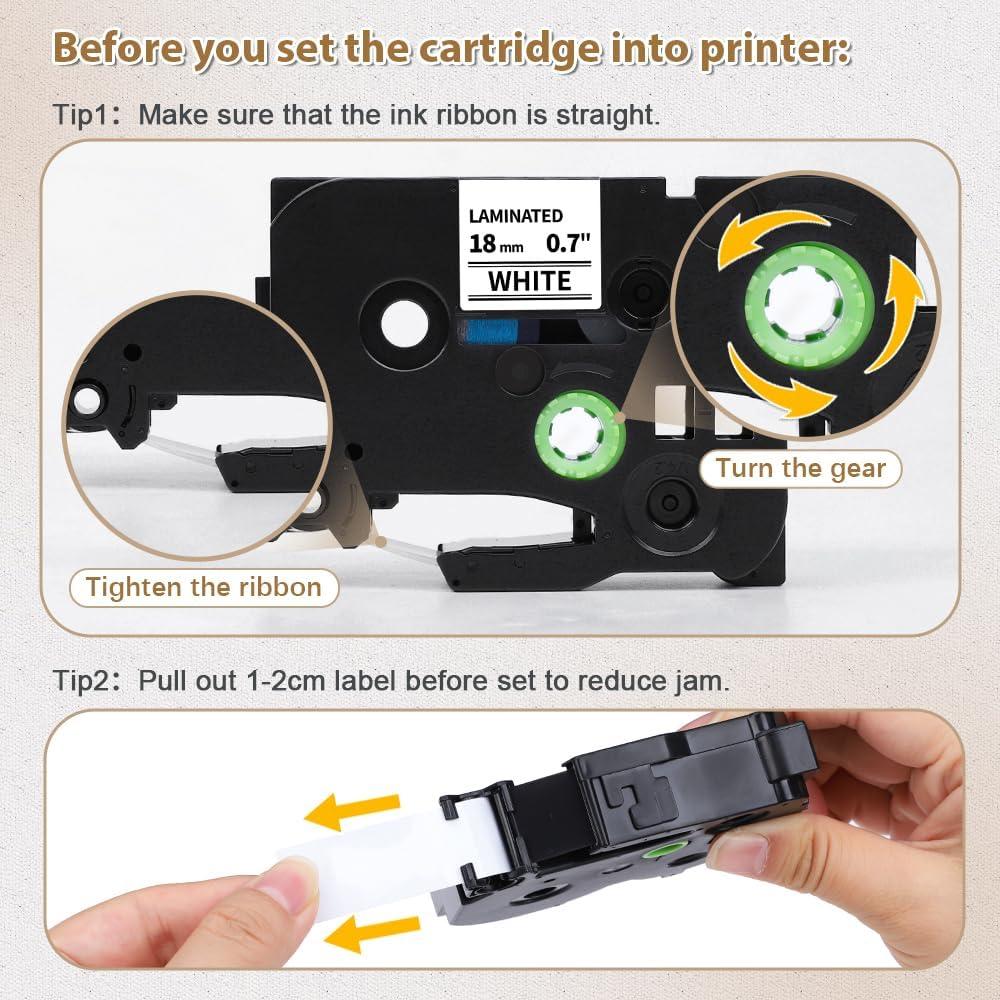 Cinta de Etiquetas Laminadas Buyalot TZe-S241 18mm 8m 4 Paquete