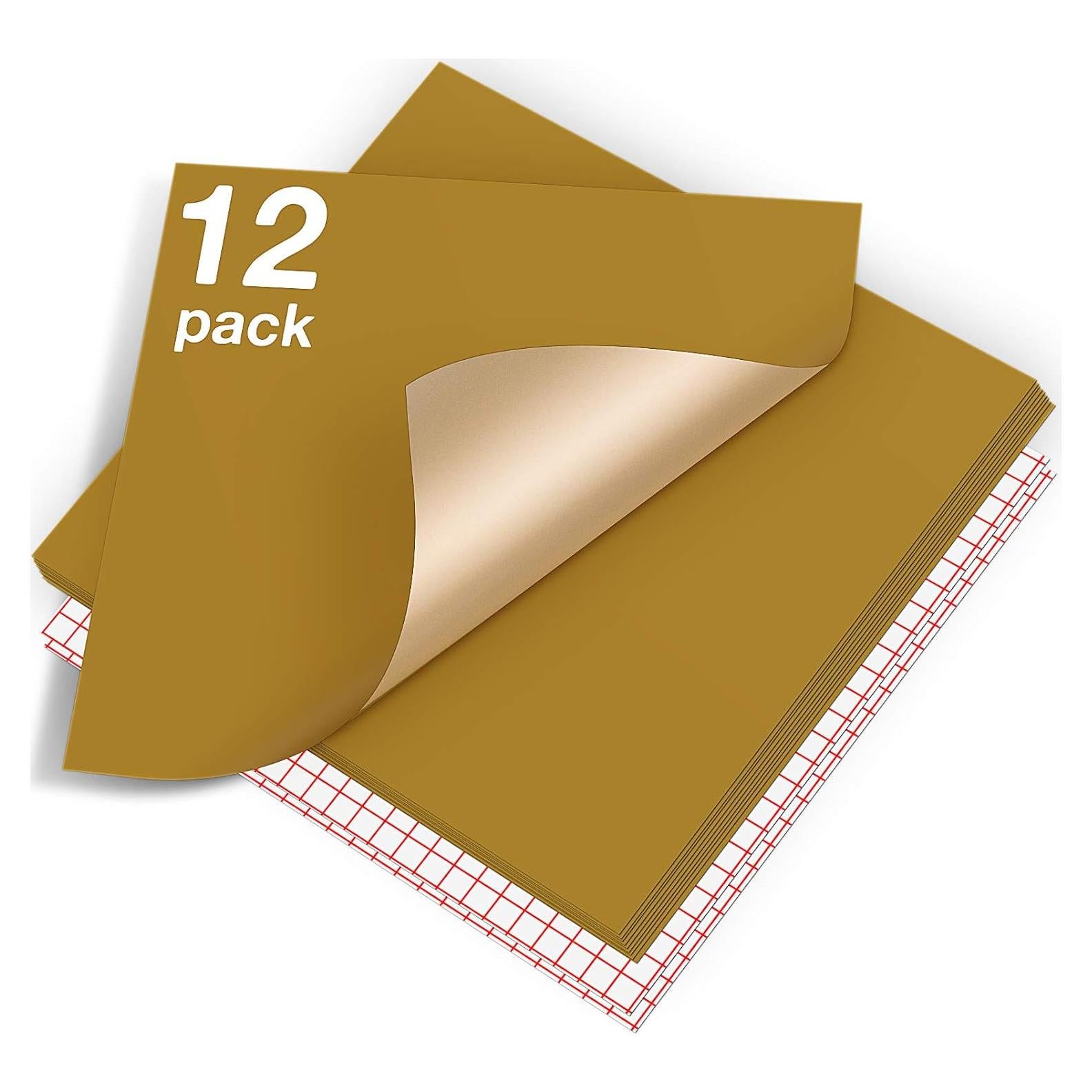 Vinilo Permanente Dorado Brillante HTVRONT - Paquete de 12 Hojas 30.48 cm