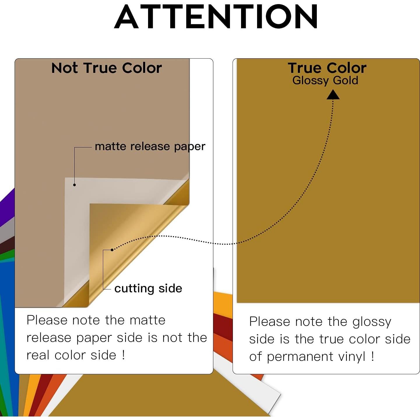 Vinilo Permanente Dorado Brillante HTVRONT - Paquete de 12 Hojas 30.48 cm