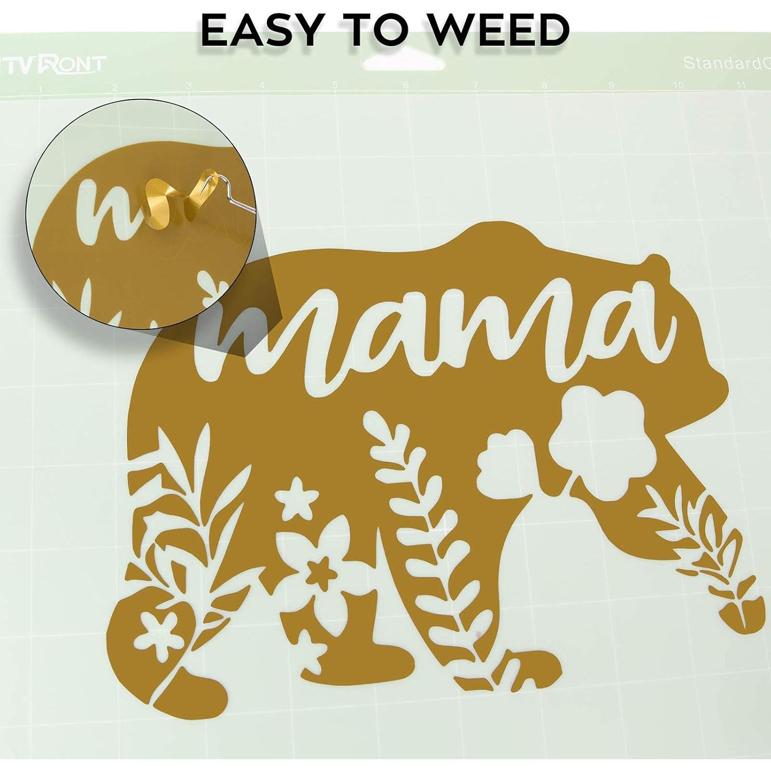 Vinilo Permanente Dorado Brillante HTVRONT - Paquete de 12 Hojas 30.48 cm