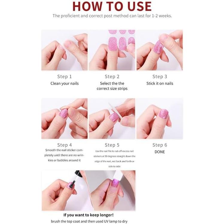 Tiras de Uñas de Gel Sin Luz Yekafue 22 Pcs Brillo Dorado