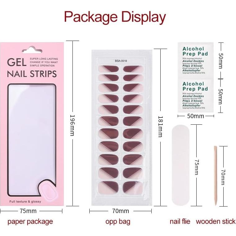 Tiras de Uñas de Gel Sin Luz Yekafue 22 Pcs Brillo Dorado