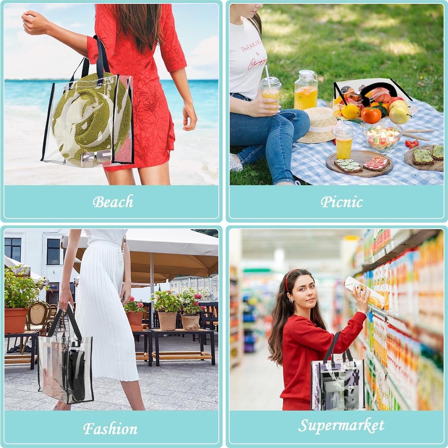 Bolsa Tote Transparente Eccliy 30 Piezas 30x30x15 cm