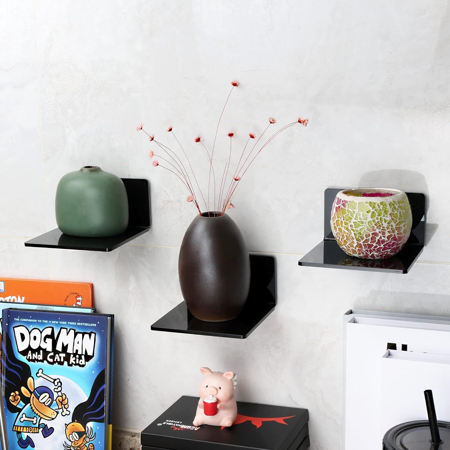 Estantes Flotantes de Acrílico Evron 2 Piezas 10.9x10.9cm Negro