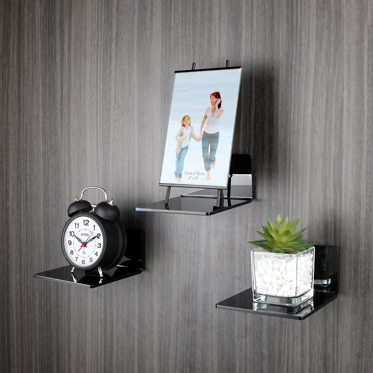 Estantes Flotantes de Acrílico Evron 2 Piezas 10.9x10.9cm Negro